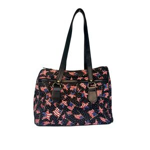 Vintage 90s Americana Old Glory Flag Shoulder Bag Patriotic Stars Tote Black
